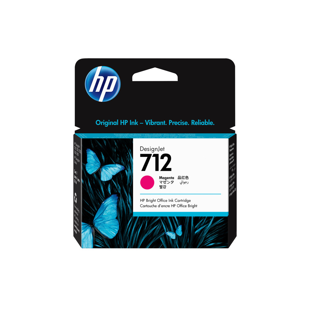 HP Cartouche d'encre DesignJet 712, magenta, 29 ml, Rendement standard, Magenta, Encre à colorant, 29 ml, 1 pièce(s), Paquet unique 3ED68A