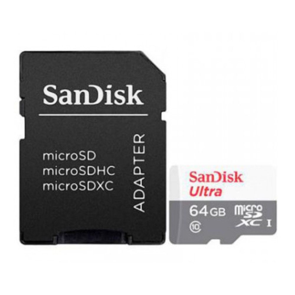 SanDisk 64GB Ultra microSDXC, 64 Go, MicroSDXC, Classe 10, 100 Mo/s, 10 Mo/s, Gris SDSQUNR-064G-GN3MA