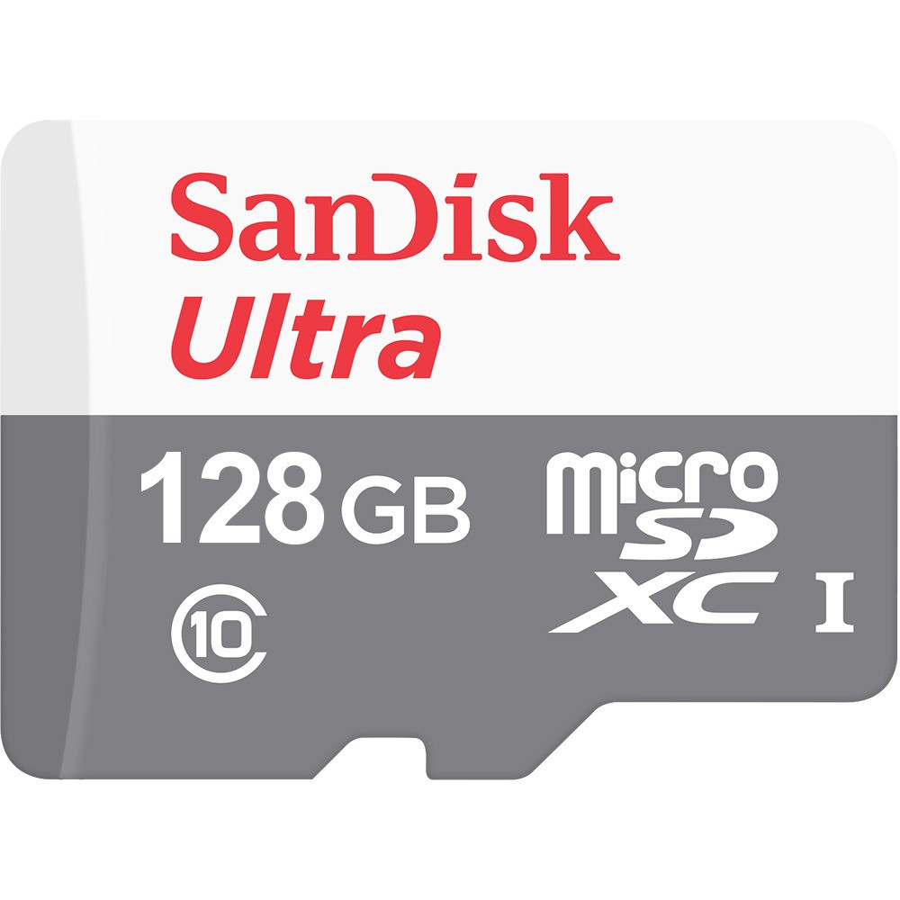 SanDisk Ultra, 128 Go, MicroSDXC, Classe 10, Class 1 (U1), Gris, Blanc SDSQUNR-128G-GN6MN