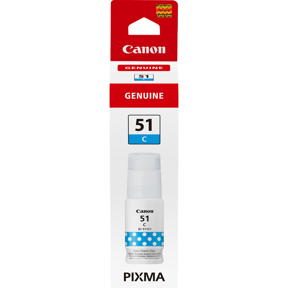 Canon GI-51C, haut rendement, bouteille d'encre, cyan, Cyan, Canon, PIXMA G1520, G2520, G2560, G3520, G3560, 7700 pages, Jet d'encre, 1 pièce(s) 4546C