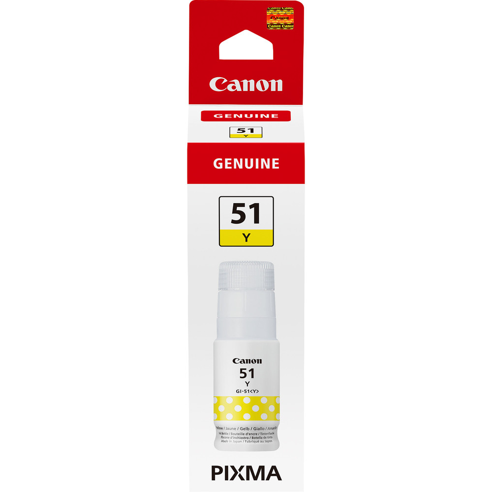 Canon GI-51Y, haut rendement, bouteille d'encre, jaune, Jaune, Canon, PIXMA G1520, G2520, G2560, G3520, G3560, 7700 pages, Jet d'encre, 1 pièce(s) 454