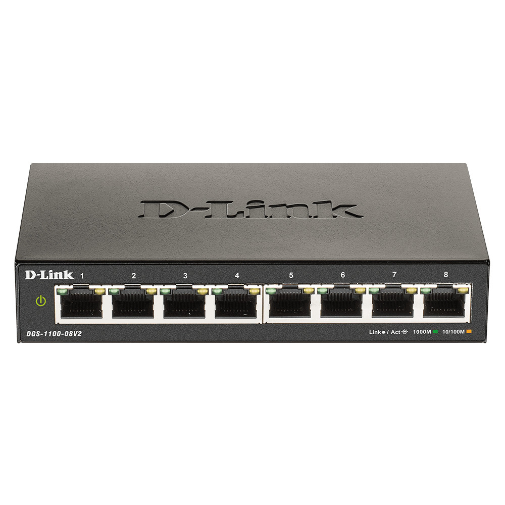 D Link DGS 1100 08V2 Switch administrable smart Gigabit 8 ports avec prise en charge VLAN fonctionnalités de couche 2 QoS 802.3az EEE sans ventilateur - vue 2