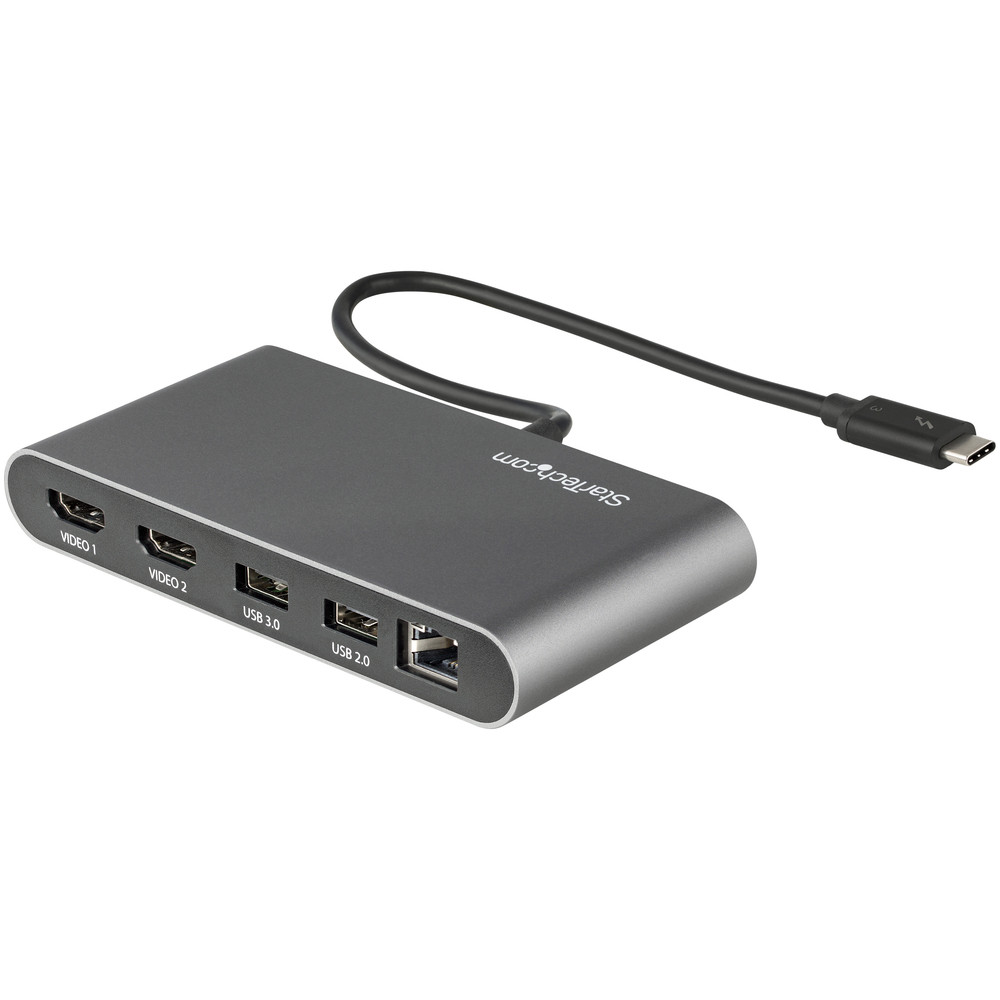 StarTech.com Mini Dock Thunderbolt 3 Station d'Accueil Portable pour Deux Écrans avec HDMI 4K 60Hz 2 x Hub USB A 3.02.0 GbE Câble de 28 cm