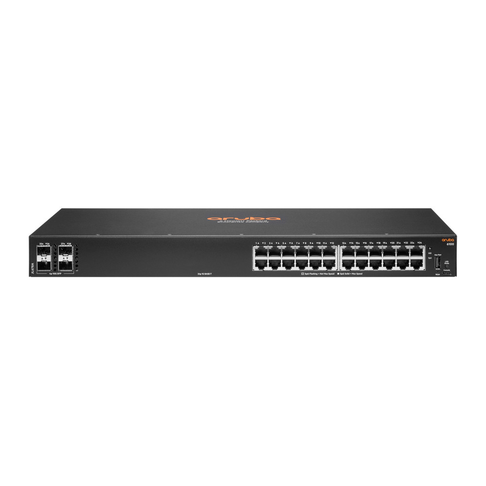 HPE Aruba Networking 6100 24G 4SFP+, Géré, L3, Gigabit Ethernet (10/100/1000), Grille de montage, 1U JL678A#ABB