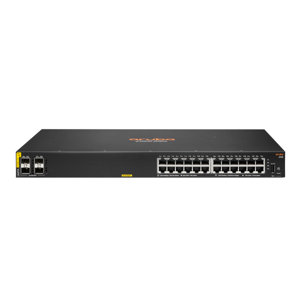 HPE Aruba Networking 6100 24G Class4 PoE 4SFP+ 370W, Géré, L3, Gigabit Ethernet (10/100/1000), Connexion Ethernet, supportant l'alimentation via ce po