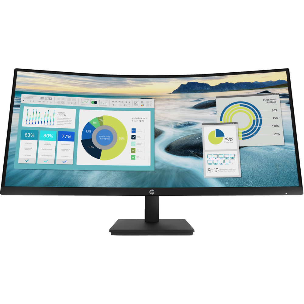 HP Écran incurvé P34hc G4 WQHD USB-C, 86,4 cm (34'), 3440 x 1440 pixels, Wide Quad HD, LCD, 5 ms, Noir 21Y56AA#ABB
