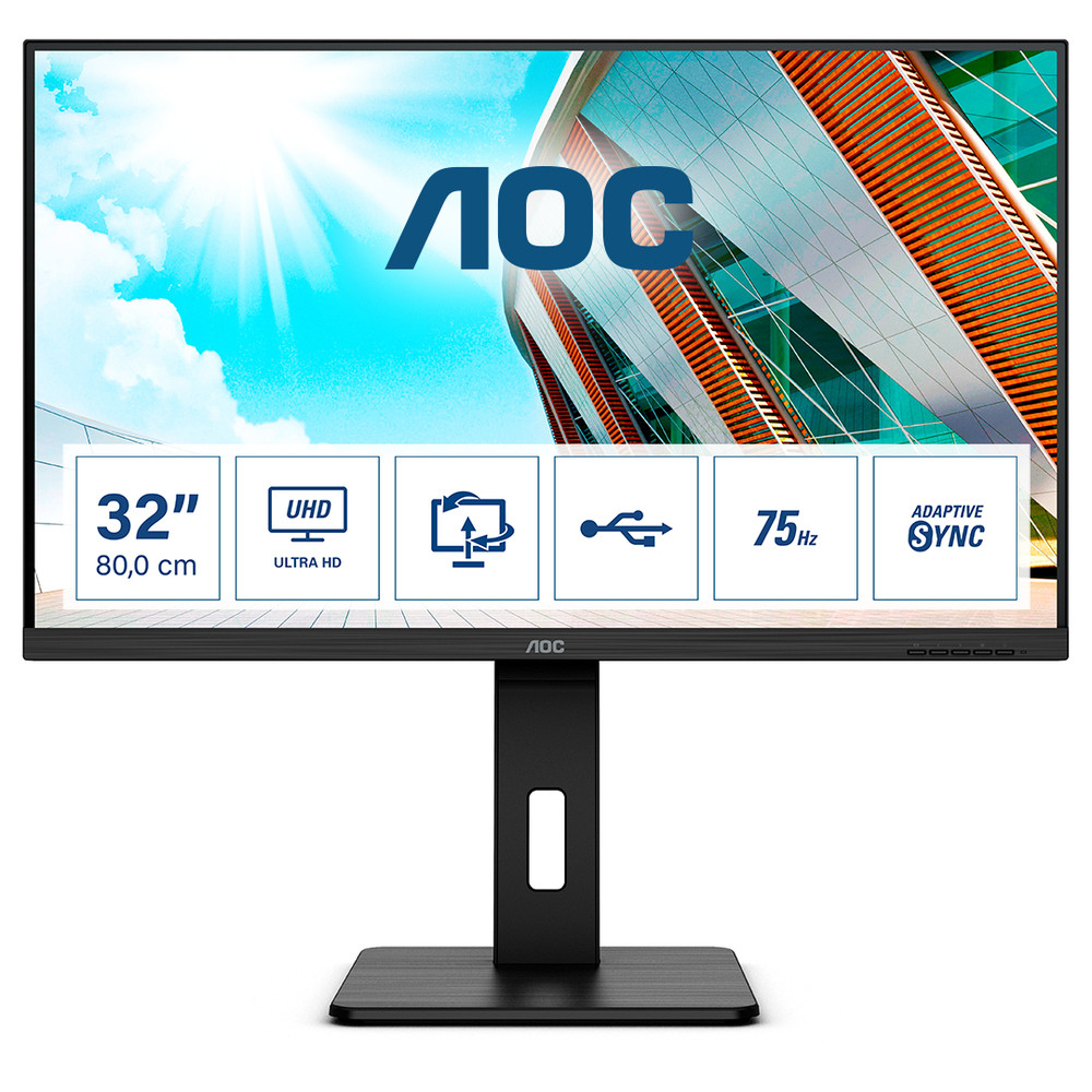 AOC P2 U32P2, 80 cm (31.5'), 3840 x 2160 pixels, 4K Ultra HD, LED, 4 ms, Noir