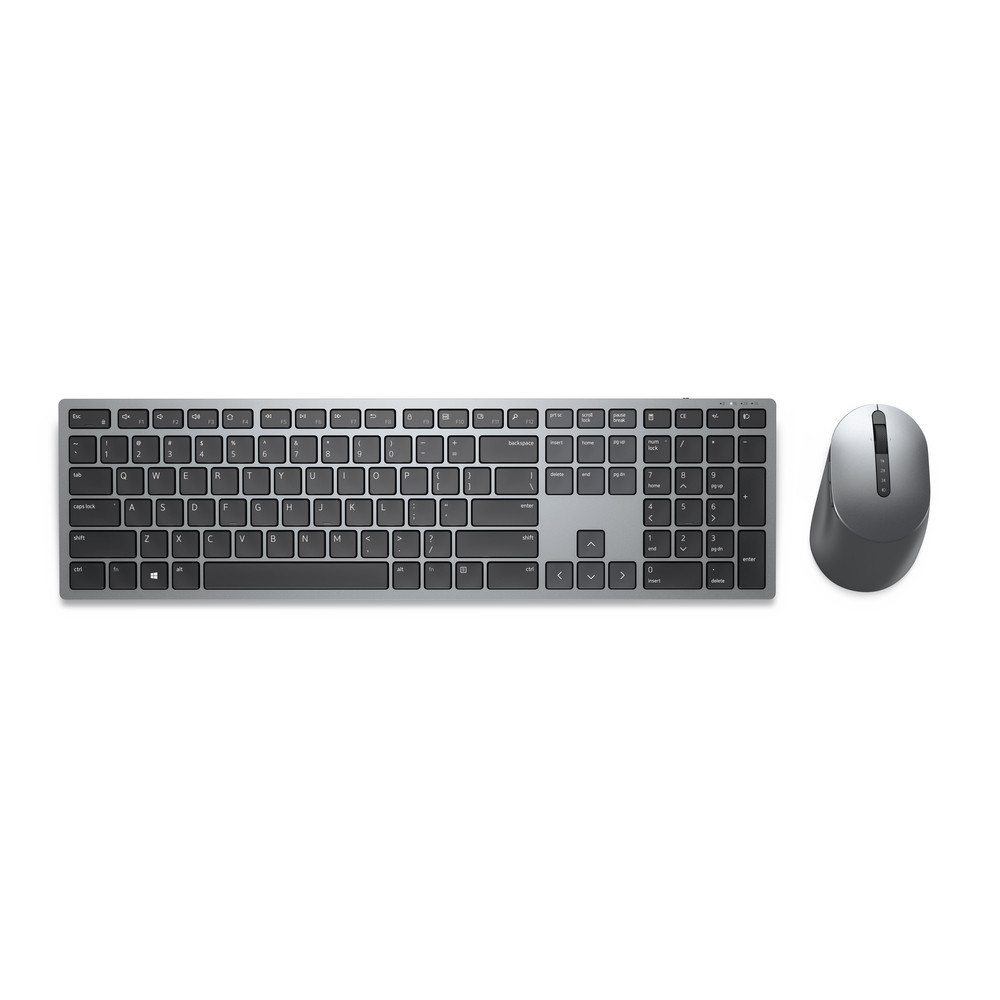 DELL KM7321W, Standard, RF sans fil + Bluetooth, AZERTY, Gris, Titane, Souris incluse KM7321WGY-FR