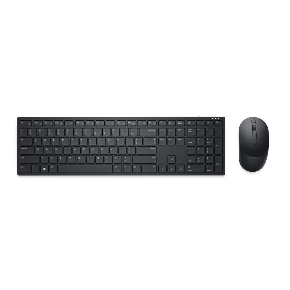 DELL Clavier et souris Pro - KM5221W - États-Unis international (QWERTY) - noir - (RTL BOX), Taille réelle (100 %), Sans fil, RF sans fil, QWERTY, Noi