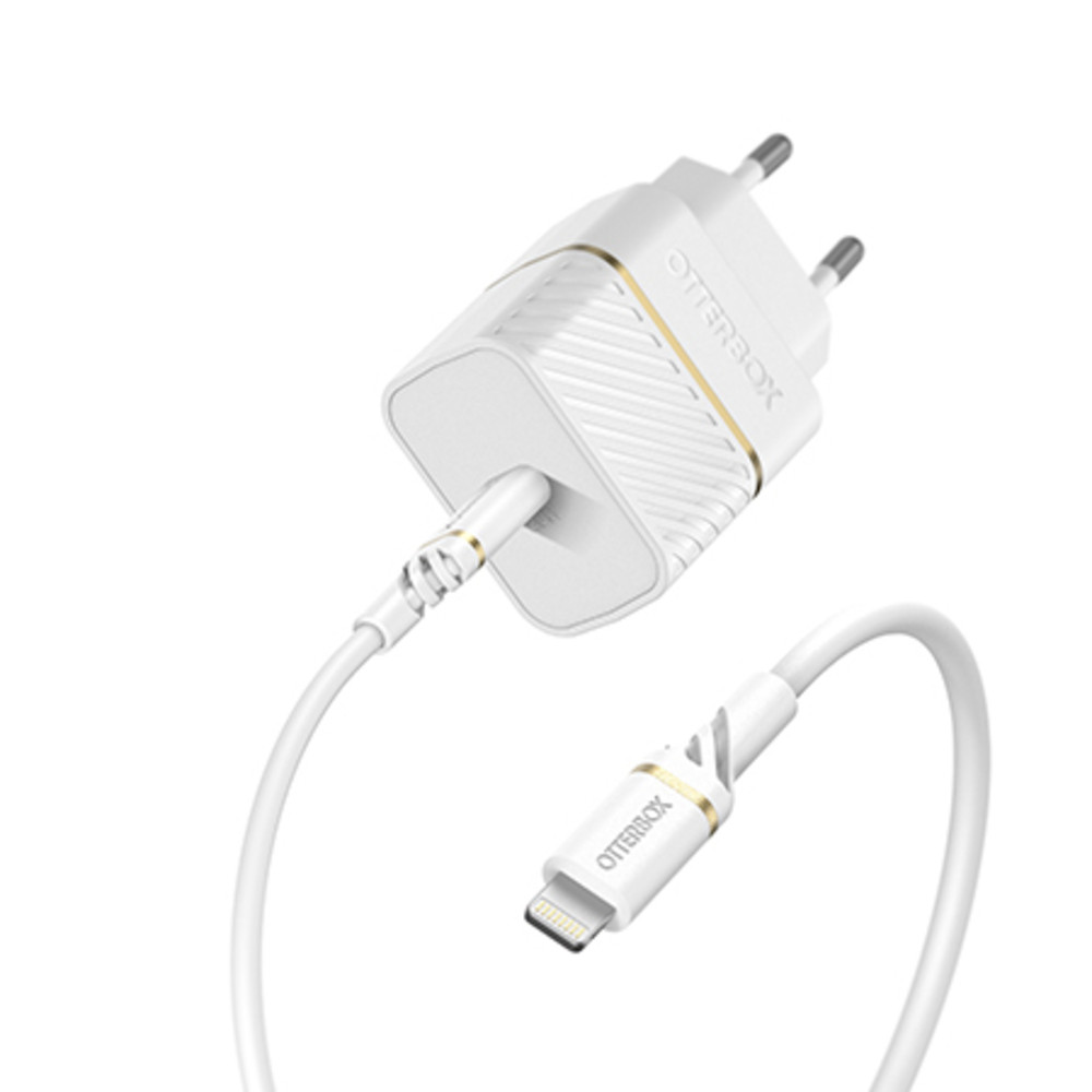 OtterBox EU Wall Charger 20W - 1X USB-C 20W USB-PD + USB C-Lightning Cable 1m, Cloud Dust White, Intrieure, Secteur, 5 V, 1 m, Blanc 78-80480