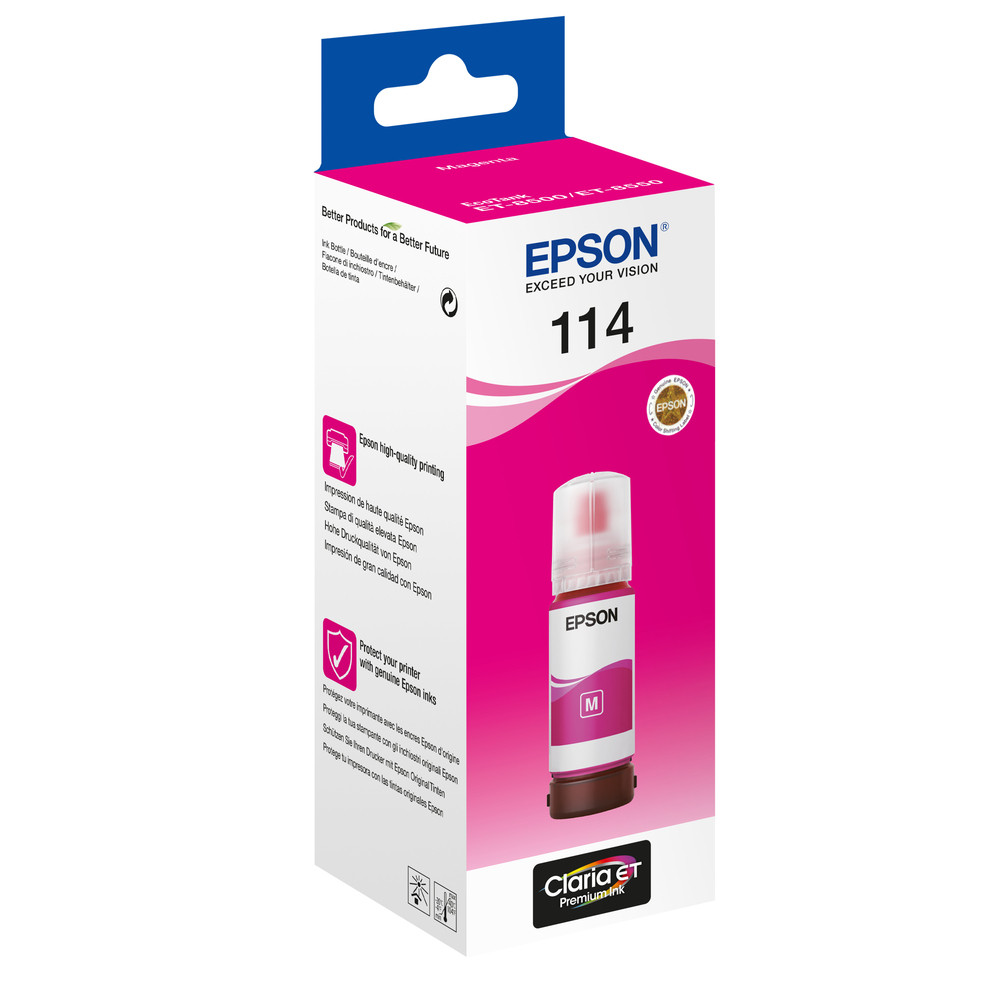 Epson 114 EcoTank, Original, Magenta, Epson, EcoTank ET-8550, EcoTank ET-8500, Rendement standard, 70 ml C13T07B340