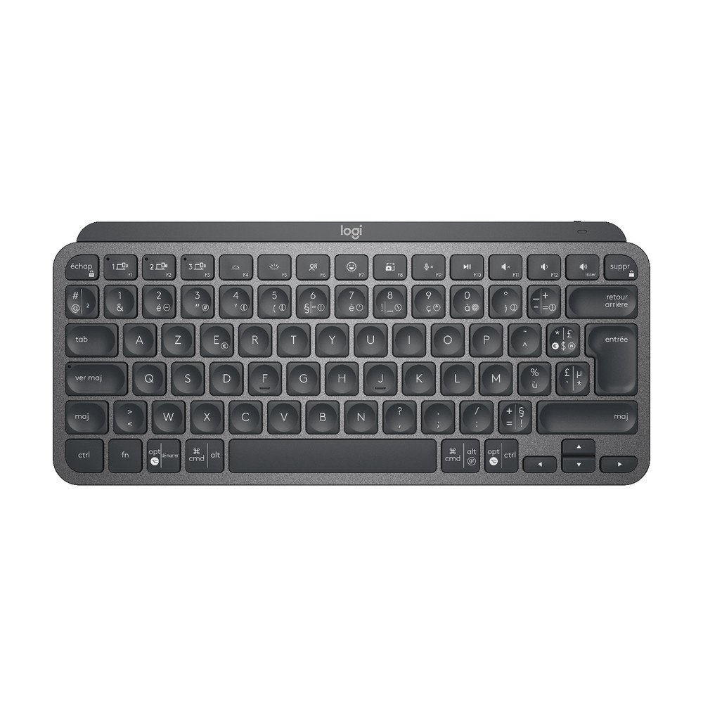 LOGITECH  Master MX Keys Mini, Mini, Sans fil, RF sans fil + Bluetooth, AZERTY, LED, Graphite 920-010482