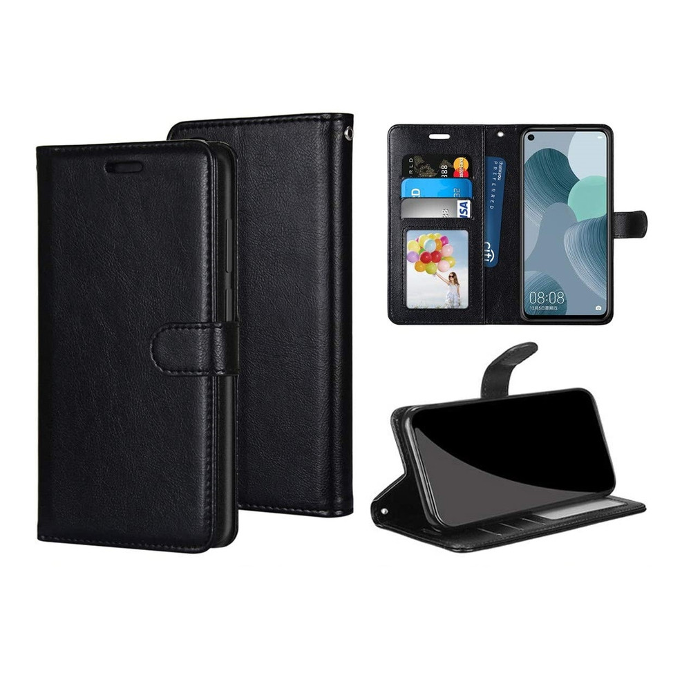 DLH Etui folio noir porte cartes avec rabat pour Samsung Galaxy A21s, Folio, Samsung, Samsung Galaxy A21s (SM-A217), Noir DY-PS4457