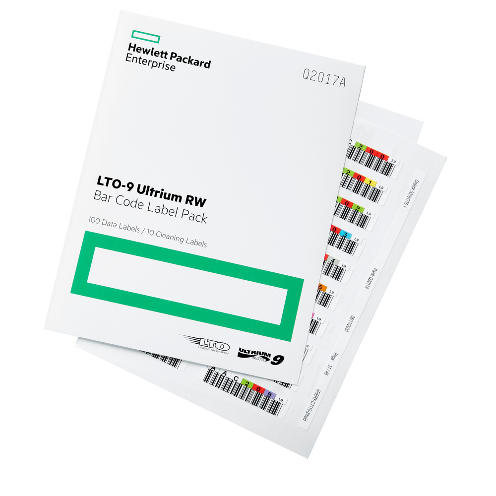 HPE LTO-9 Ultrium RW Bar Code Label Pack, Multicolore, 284,5 x 5,1 x 226,1 mm, 1035 m, 5,2 µm, 1 pièce(s) Q2017A