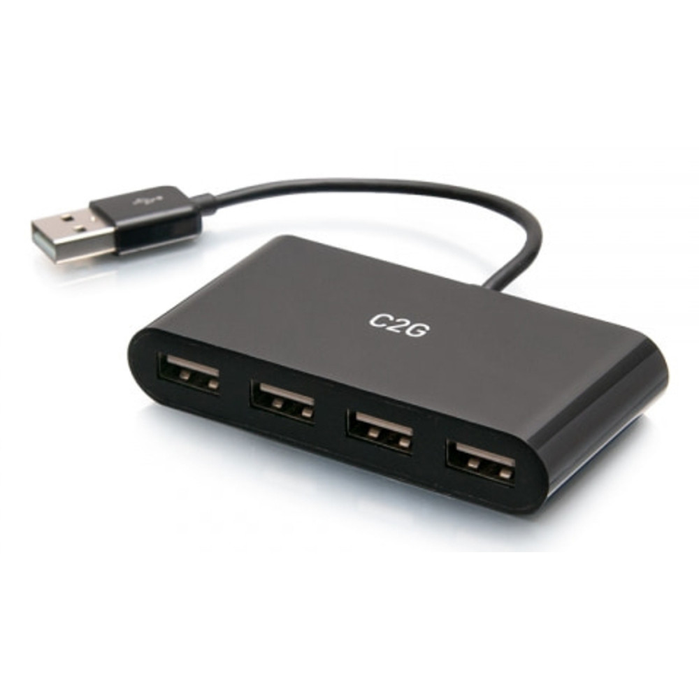 C2G Concentrateur USB-A à 4 ports, USB 2.0, USB 2.0, 480 Mbit/s, CE, 50 g, 1 pièce(s) C2G54462