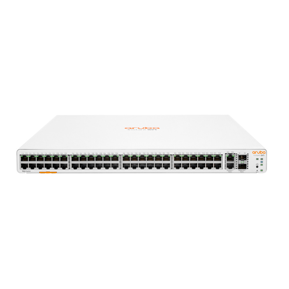 HPE Aruba Networking Aruba Instant On 1960 48G 2XGT 2SFP+, Géré, L2+, Gigabit Ethernet (10/100/1000), Full duplex, Grille de montage, 1U JL808A