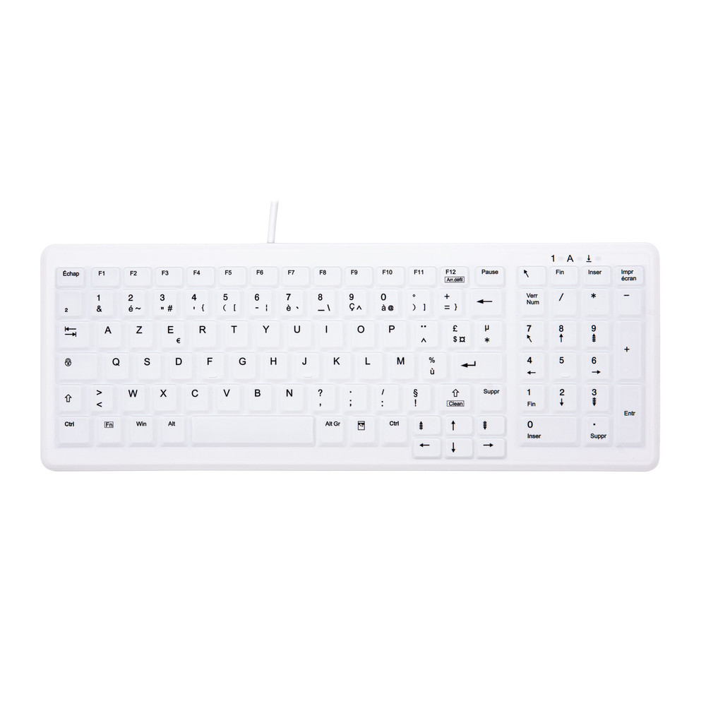 CHERRY AK-C7000, USB, Commutateur de touche  ciseaux , AZERTY, Blanc AK-C7000F-U1-W/FR