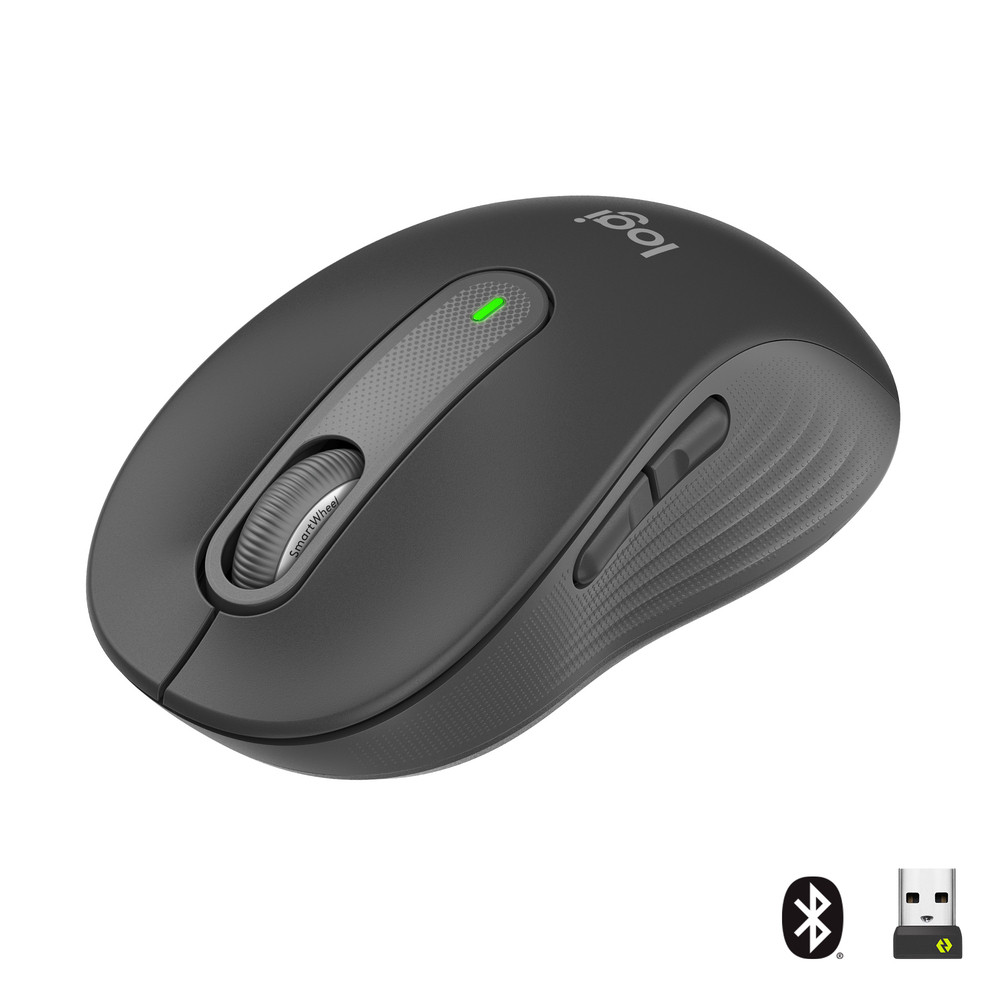 Logitech Signature M650, Droitier, Optique, RF Sans fil + Bluetooth, 2000 DPI, Graphite 910-006253