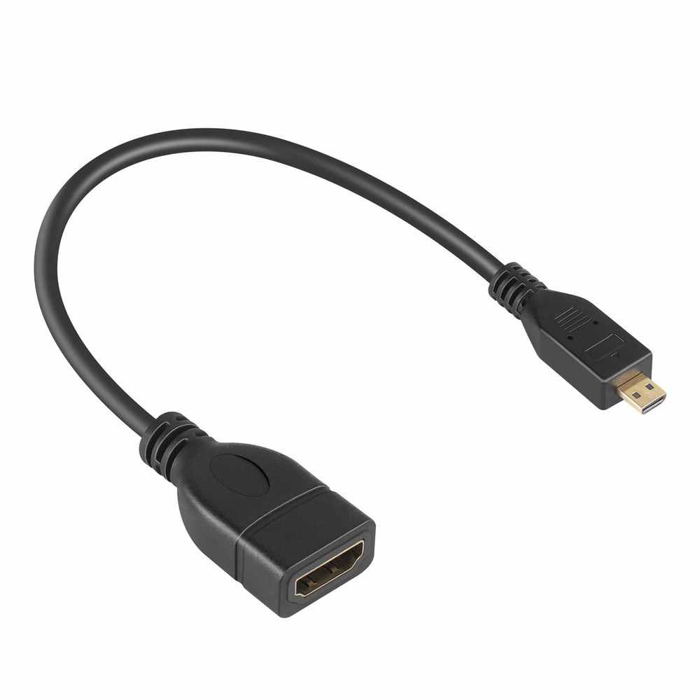 DLH Adaptateur micro HDMI (M) vers HDMI (F), 0,16 m, HDMI Type D (Micro), HDMI Type A (Standard), Noir DY-TU4731