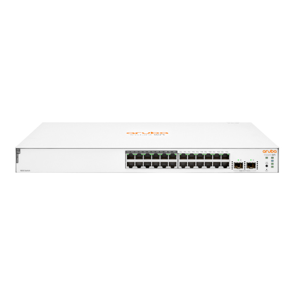 HPE Aruba Networking Aruba Instant On 1830 24G 12p Class4 PoE 2SFP 195W, Géré, L2, Gigabit Ethernet (10/100/1000), Connexion Ethernet, supportant l'al