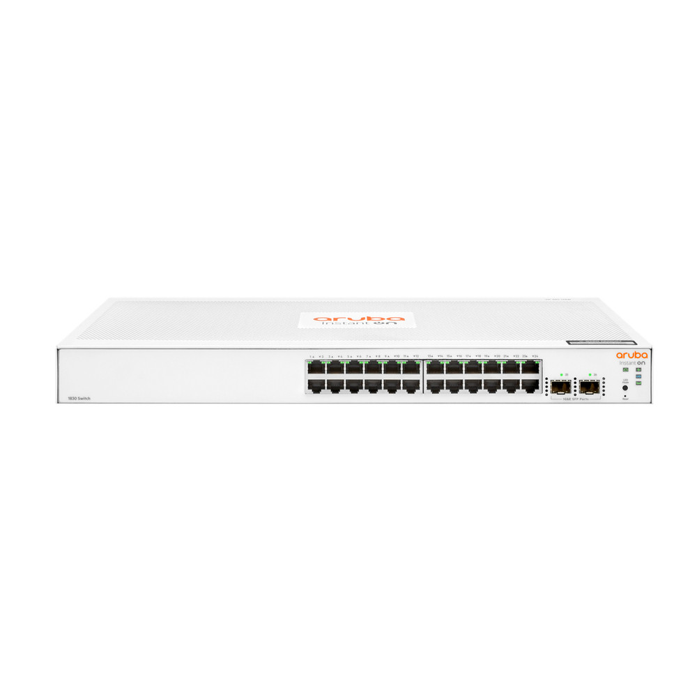 HPE Aruba Networking Aruba Instant On 1830 24G 2SFP, Géré, L2, Gigabit Ethernet (10/100/1000), Full duplex, Grille de montage, 1U JL812A#ABB