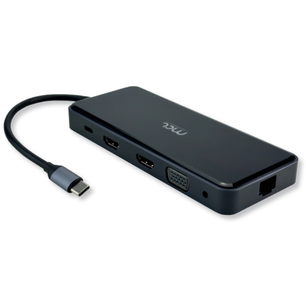 MCL MD1A99AUSB3C557, Avec fil, USB 3.2 Gen 1 (3.1 Gen 1) Type-C, 100 W, 3,5 mm, 10,100,1000 Mbit/s, Noir