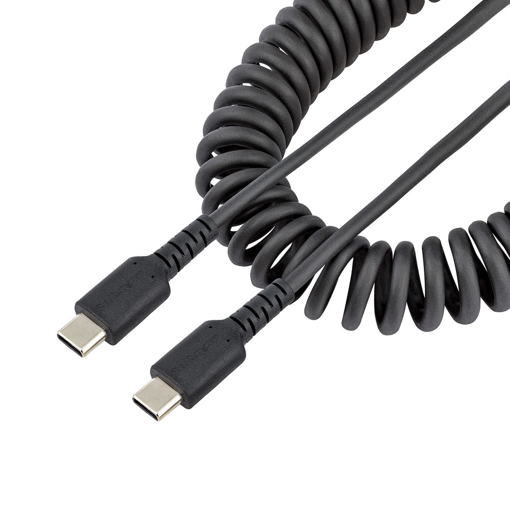 StarTech.com Câble de Charge USB-C de 1m - Adaptateur USB-C vers USB-C Enroulé à Usage Intesif - Câble Thunderbolt 3 en Fibre Aramide Robuste - Cordon