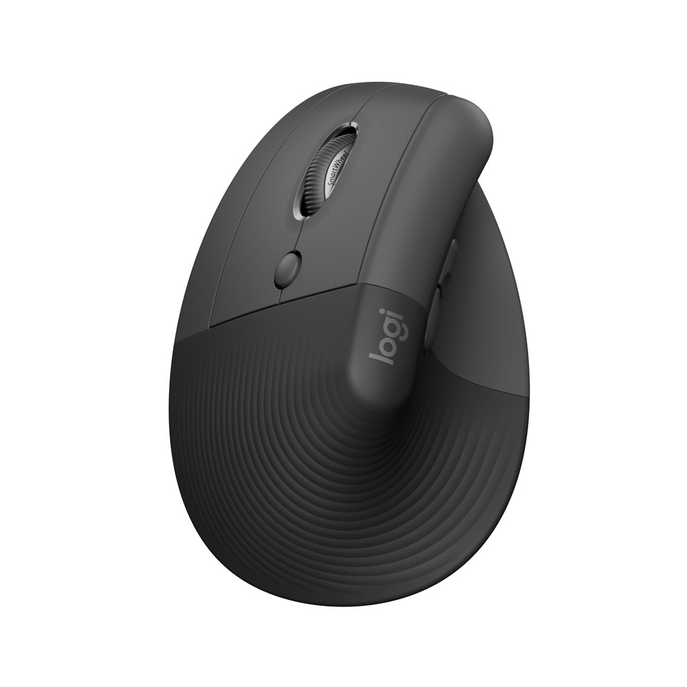 Logitech Lift for Business, Gauche, Conception verticale, Optique, RF Sans fil + Bluetooth, 4000 DPI, Graphite 910-006495