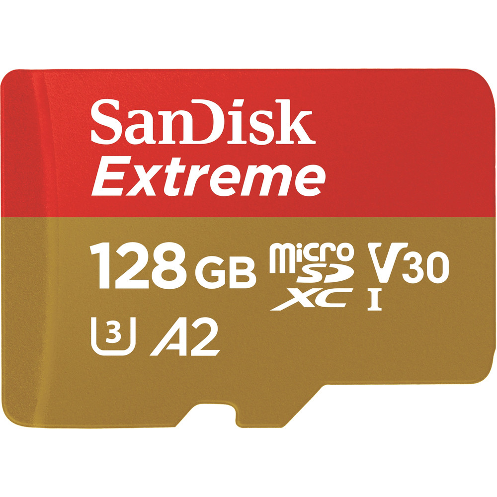 SanDisk Extreme, 128 Go, MicroSDXC, 160 Mo/s, 90 Mo/s, Class 3 (U3), V30 SDSQXAA-128G-GN6AA