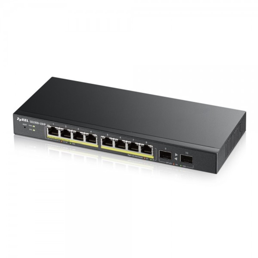 Zyxel GS1900-8HP v3 PoE, Géré, L2, Gigabit Ethernet (10/100/1000), Full duplex, Connexion Ethernet, supportant l'alimentation via ce port (PoE) GS1900