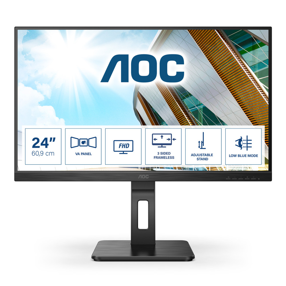 AOC P2 24P2QM, 60,5 cm (23.8'), 1920 x 1080 pixels, Full HD, LED, 4 ms, Noir