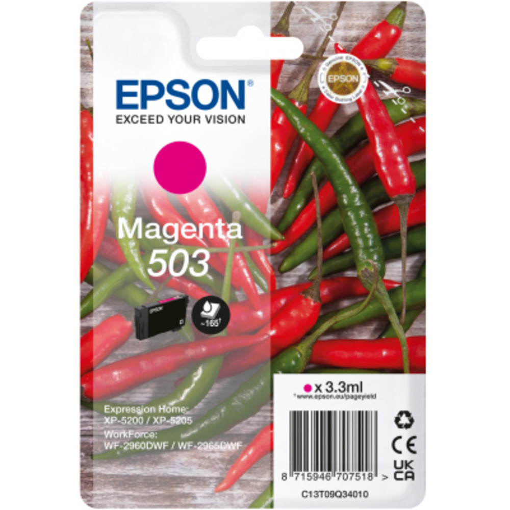 Epson 503, Rendement standard, Magenta, 3,5 ml, 1 pièce(s), Paquet unique C13T09Q34020