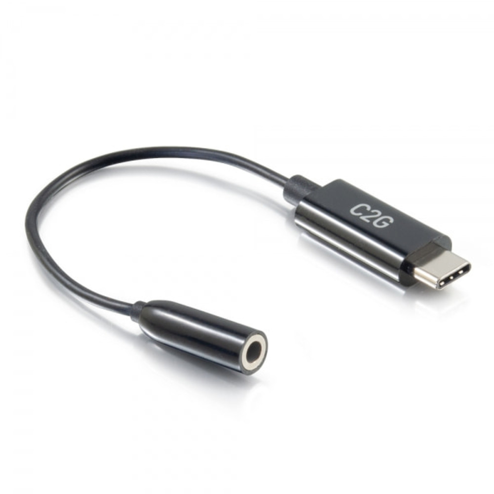 C2G 54426, 0,09 m, USB-C, 3,5 mm, Noir, Mâle, Femelle
