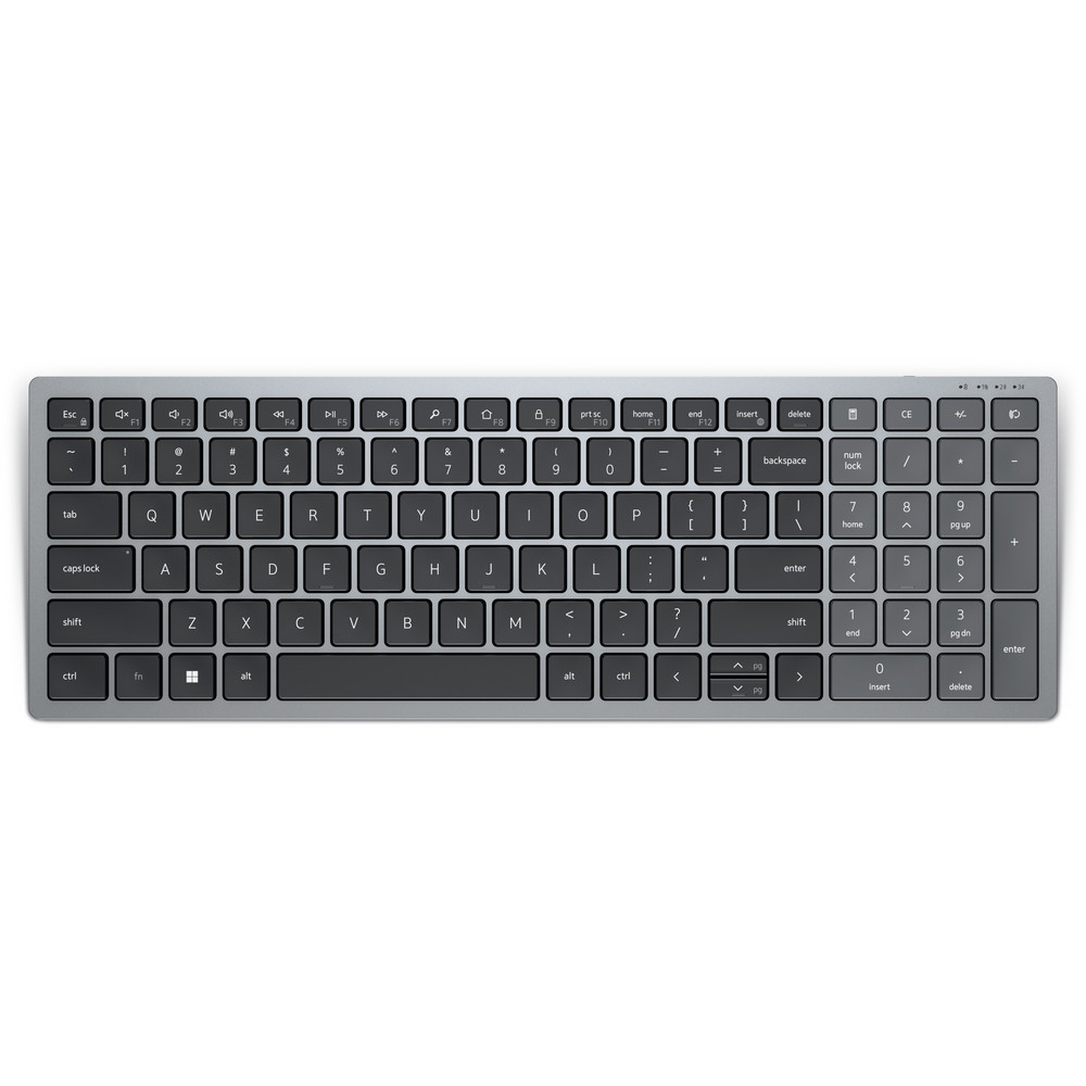 DELL KB740, Taille réelle (100 %), RF sans fil + Bluetooth, Commutateur de touche « ciseaux », AZERTY, Gris, Noir KB740-GY-R-FR