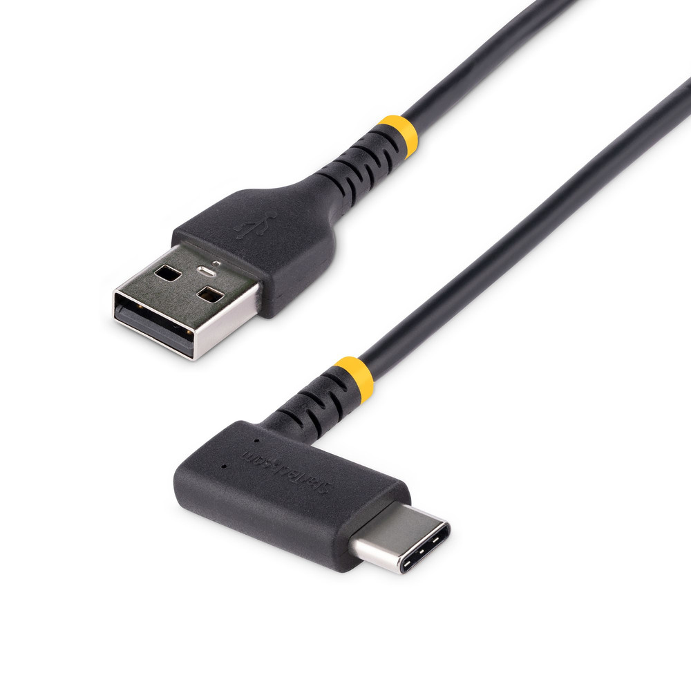 StarTech.com Câble de Charge Rapide USB-A vers USB-C de 1m, Robuste, Coudé à Droite, Charge et Synchronisation, 3A, USB 2.0, Gaine TPE et Fibre d'Aram