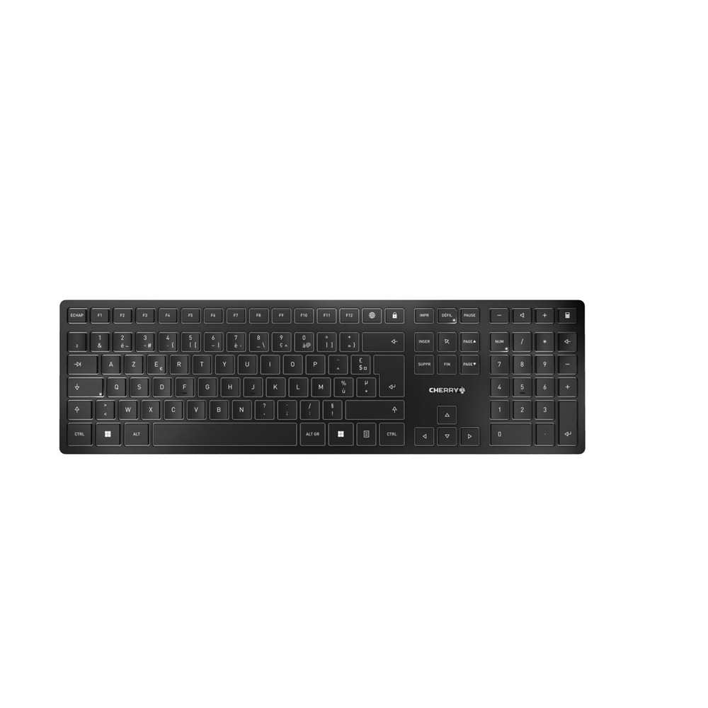 CHERRY KW 9100 SLIM, RF sans fil + Bluetooth, AZERTY, Noir JK-9100FR-2