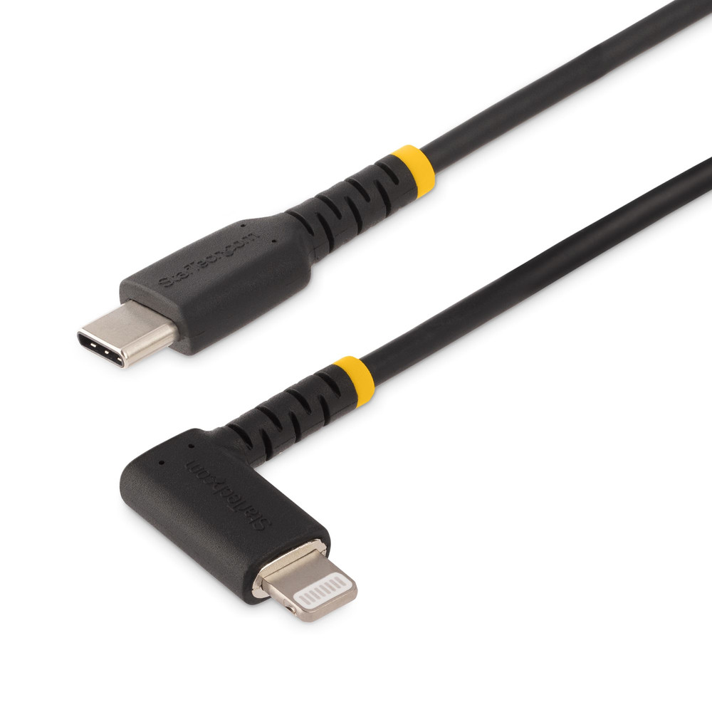 StarTech.com Câble USB-C vers Lightning de 2m - Cordon de Charge/Syncronisation USB Type-C vers Lightning en Fibre Aramide à Angle Droit - Chargeur US