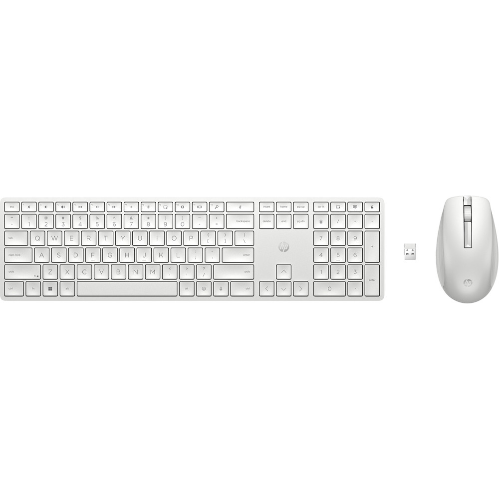 HP Ensemble clavier et souris sans fil 650, Taille relle (100 %), RF sans fil, Clavier  membrane, Blanc, Souris incluse 4R016AA