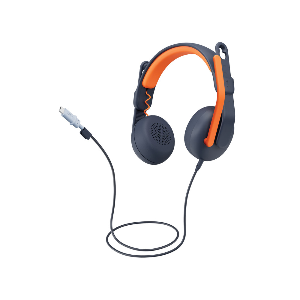 Logitech Zone Learn On Ear USB-C, Avec fil, Education, 154,5 g, Casque, Bleu, Orange 981-001367