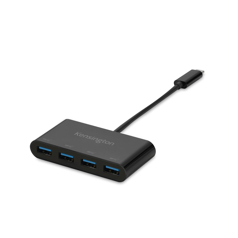 Kensington CH1200 Hub 4 ports USB-C 10 Gbits/s, USB 3.2 Gen 1 (3.1 Gen 1) Type-C, USB 3.2 Gen 2 (3.1 Gen 2) Type-A, 10000 Mbit/s, Noir, Acrylonitrile