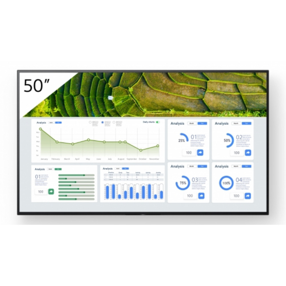 Sony FW-50BZ30L, Écran plat de signalisation numérique, 127 cm (50'), LCD, 3840 x 2160 pixels, Wifi, 24/7