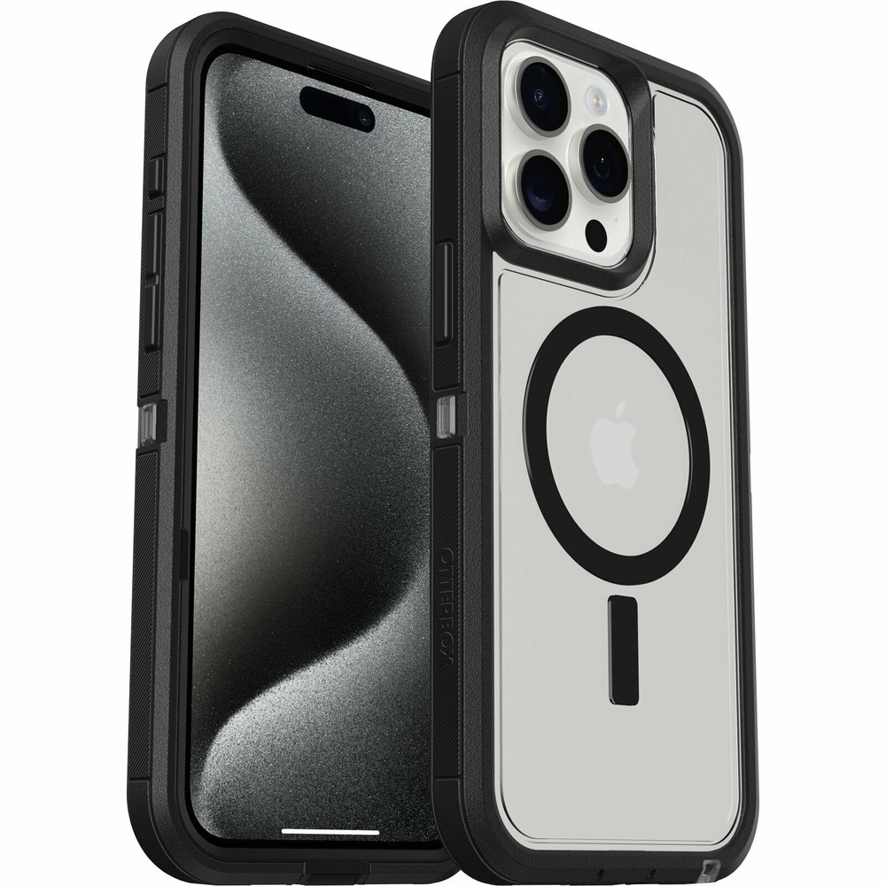 OtterBox Defender XT Series pour iPhone 15 Pro Max, Dark Side (Clear / Black), Housse, Apple, iPhone 15 Pro Max, 17 cm (6.7'), Noir, Transparent 77-93
