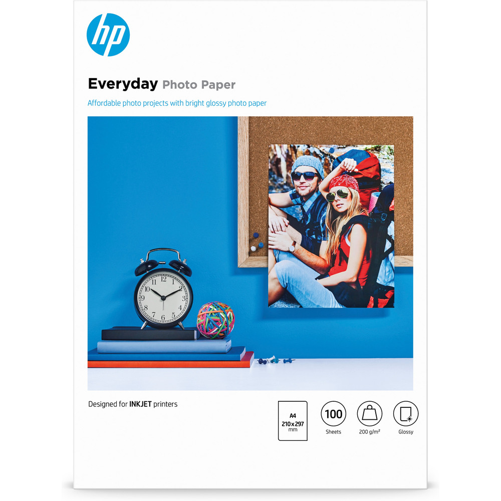 HP Papier photo Everyday, brillant, 200 g/m2, A4 (210 x 297 mm), 100 feuilles, Gloss, 200 g/m, Jet d'encre, A4, 21x29.7 cm, 100 feuilles Q2510A