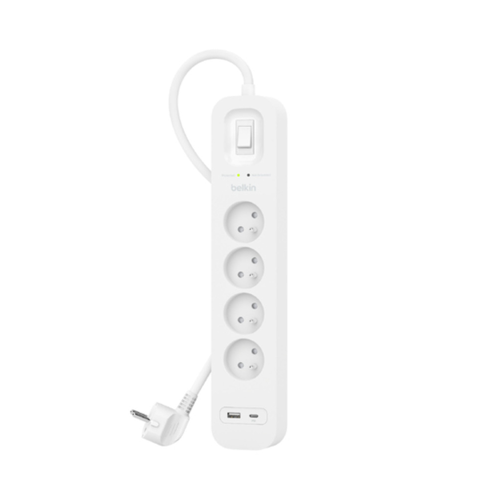 Belkin SRB001CA2M, 900 J, 4 sortie(s) CA, Type E, Type E, Blanc, 2 m