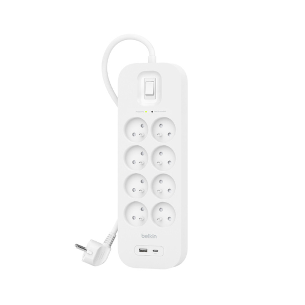 Belkin SRB003CA2M, 900 J, 8 sortie(s) CA, Type E, Type E, Blanc, 2 m