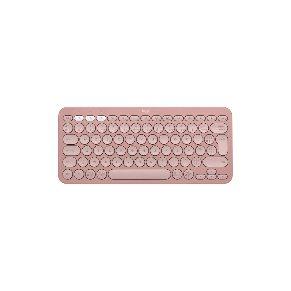 Logitech Pebble Keys 2 K380s, Mini, Sans fil, Bluetooth, Commutateur de touche « ciseaux », AZERTY, Rose 920-011805