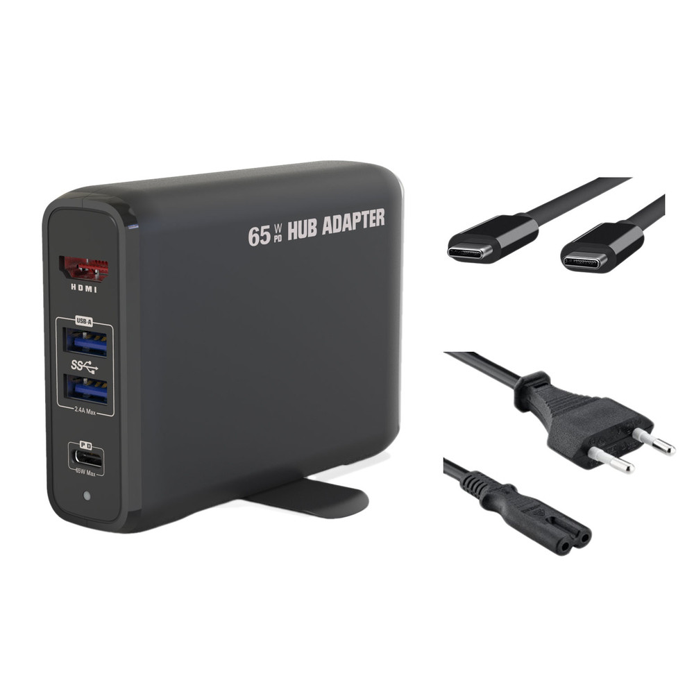 DLH DY-AS5100, Avec fil, USB 3.2 Gen 1 (3.1 Gen 1) Type-C, 65 W, Noir, MicroSD (TransFlash), SD, 5 Gbit/s