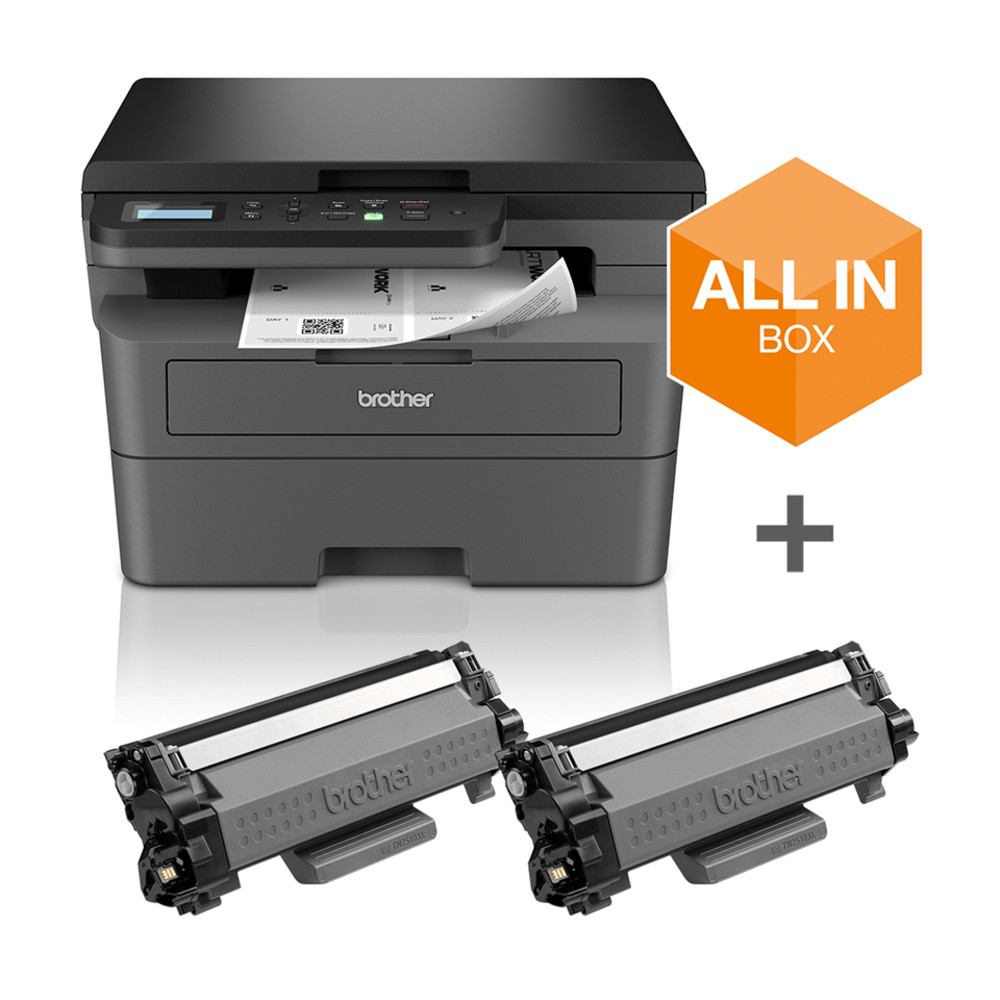 Brother DCP-L2627DWXL, Laser, Impression mono, 1200 x 1200 DPI, A4, Impression directe, Noir