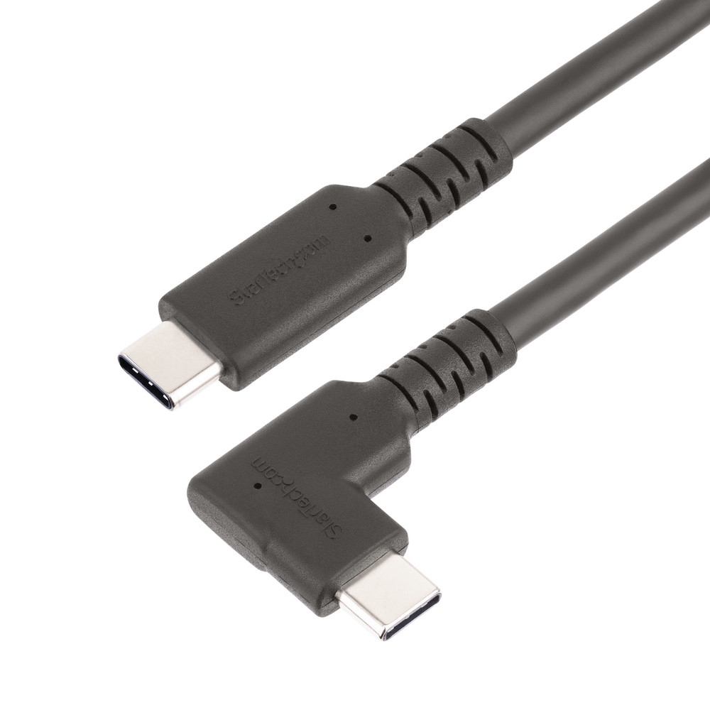 StarTech.com Câble USB C Robuste à Angle Droit de 50cm USB 3.2 Gen 2 10 Gbps Cordon de Transfert de Données USB C à C Complet Mode Alt DP 4K 60H