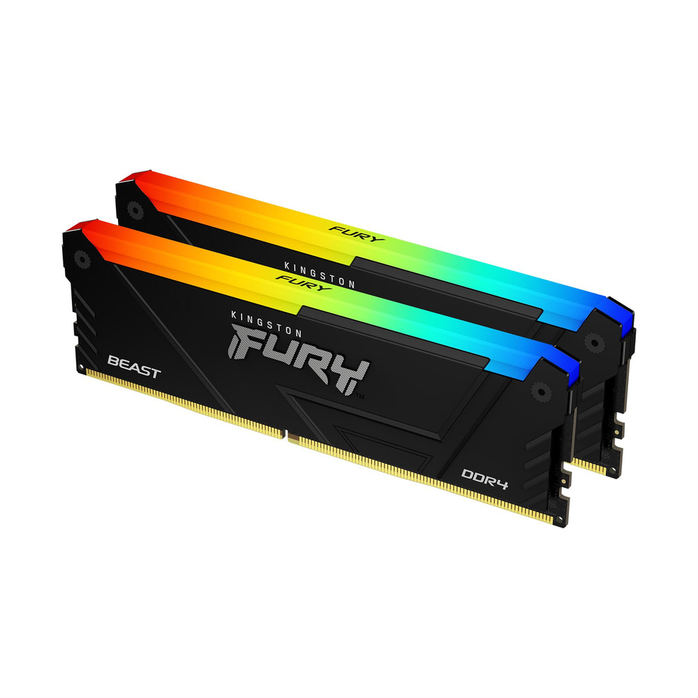 Kingston Technology FURY Beast 16GB 3200MT/s DDR4 CL16 DIMM (Kits de 2) RGB, 16 Go, 2 x 8 Go, DDR4, 1600 MHz, 288-pin DIMM KF432C16BB2AK2/16